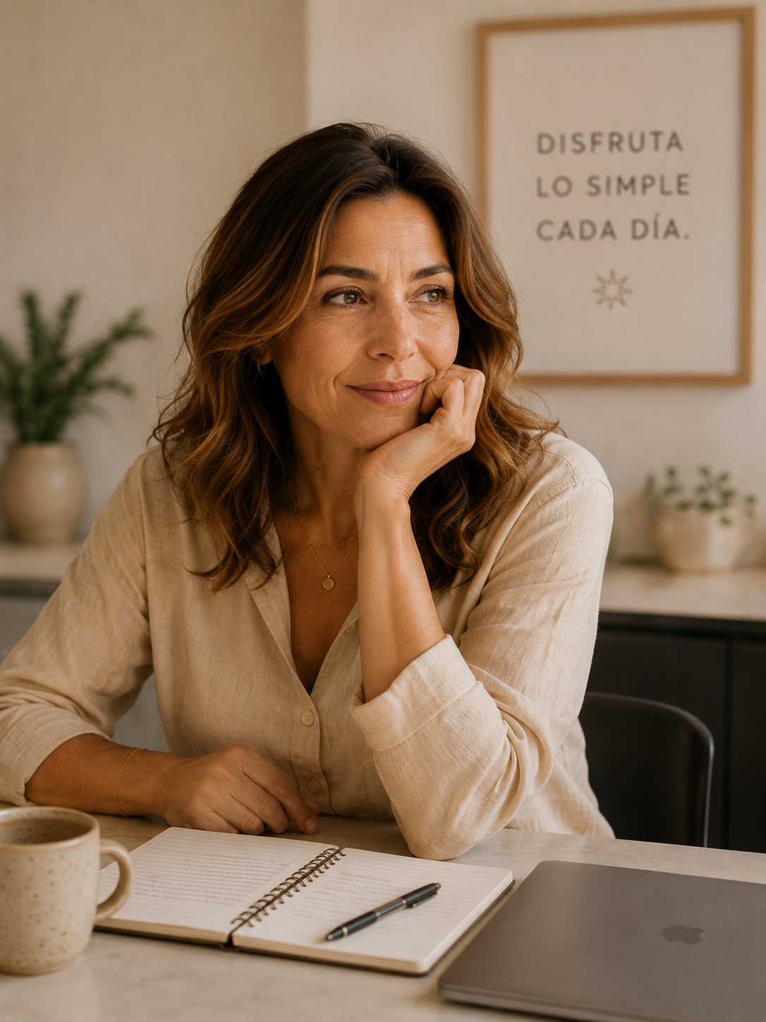 Mujer reflexionando sobre su bienestar